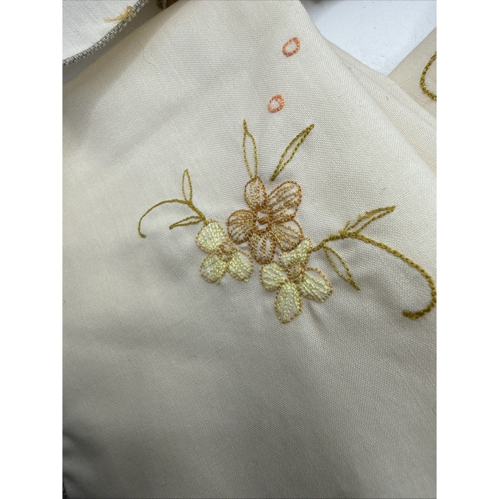 Vintage Set of 8 Embroidered Linen Napkins Table Linens Decor 15"x 15" MCM Beige - Picture 3 of 9